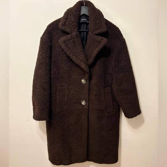 Zara Jackets & Blazers - ZARA BASIC - Dark Brown Teddy Coat